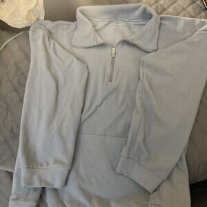 Marc New York Ribbed 1/4 Zip Pullover Size XXL Lt Blue Kangaroo Pocket. EUC